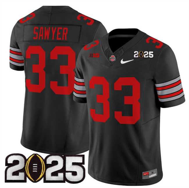 Mens Ohio State Buckeyes #33 Jack Sawyer Black 2025 CFP Final Patch F.U.S.E. Vapor Limited Stitched Football Jersey->ohio state buckeyes->NCAA Jersey